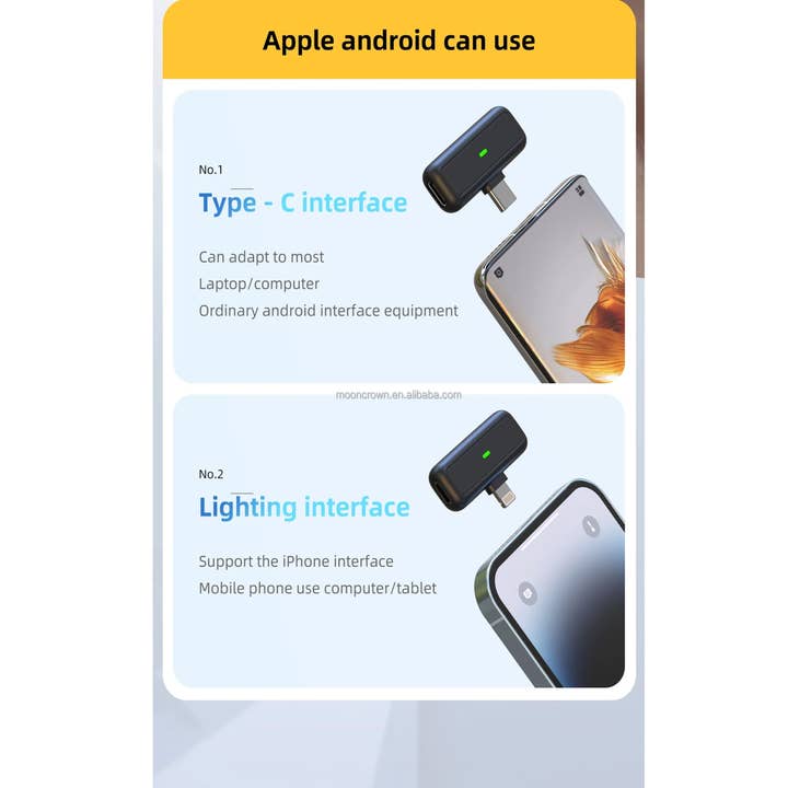 GulleeGadgets - Wholesale Lapel Pin/Button - SX6 Digital Wireless Lapel Mic Set For Type-C & IPhones5