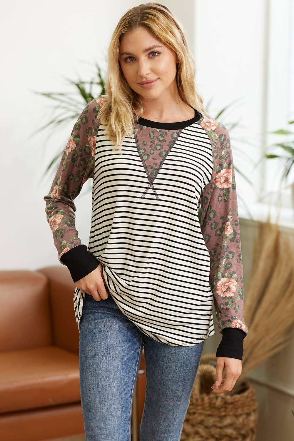 lovely melody – wholesale Tunika - Dam – LMT2704-i en blixt Leopard Raglan Top0