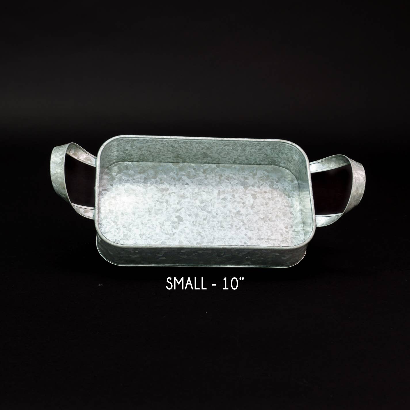 India Handicrafts Inc - Wholesale Serving Tray - Galvanized Tin Rounded Rectangle Trays w/ Handles S/39