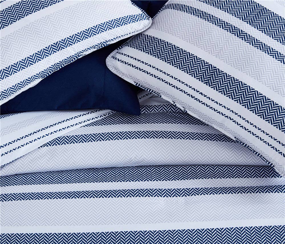 Marine/Grau 7-teiliges Bettdecken-Set aus Zedernholz, Grau und Marineblau für den Großhandel auf Faire4