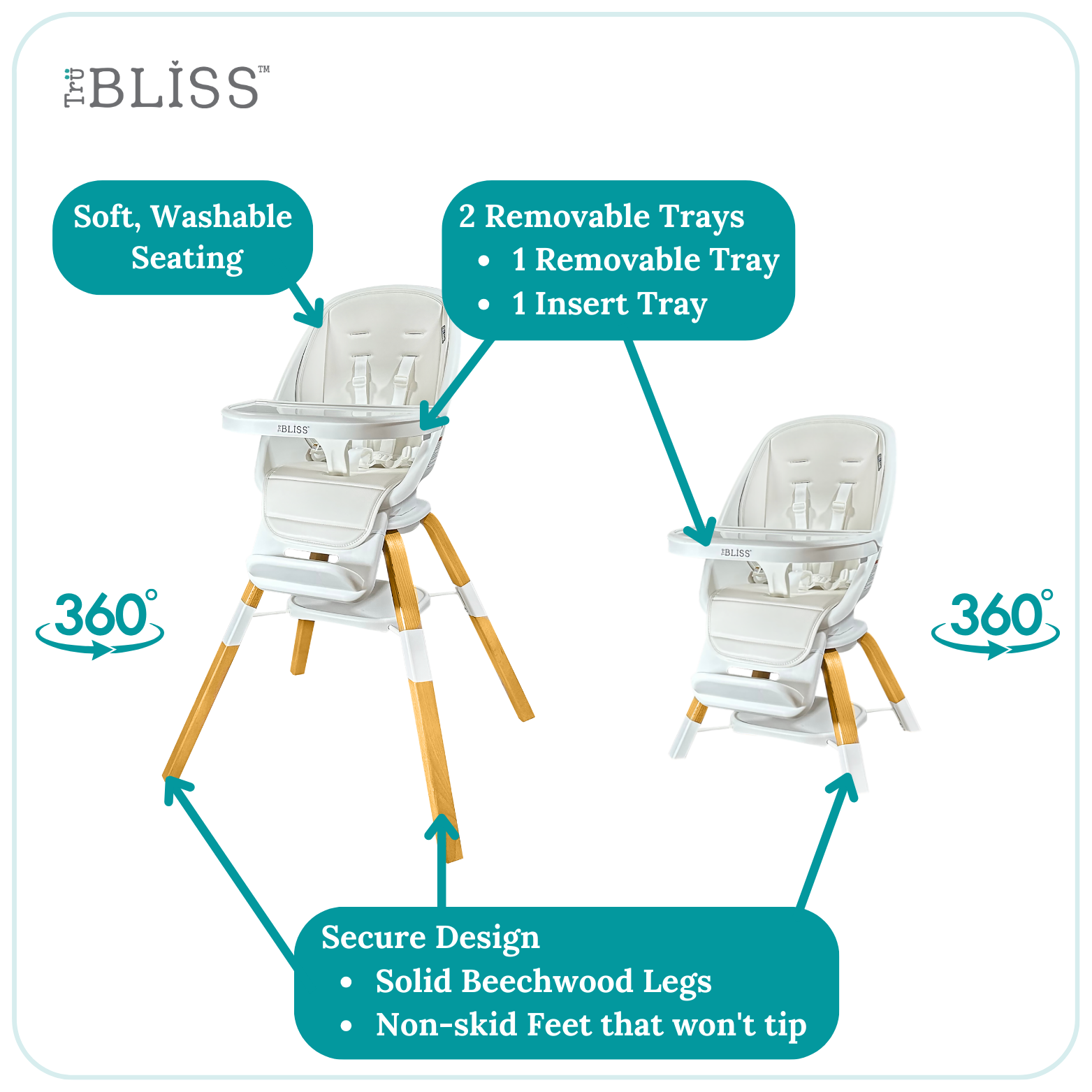 TruBliss Baby - Wholesale Highchair - Baby - 2-in-1 Turn-A-Tot High Chair with 360 degree Swivel24