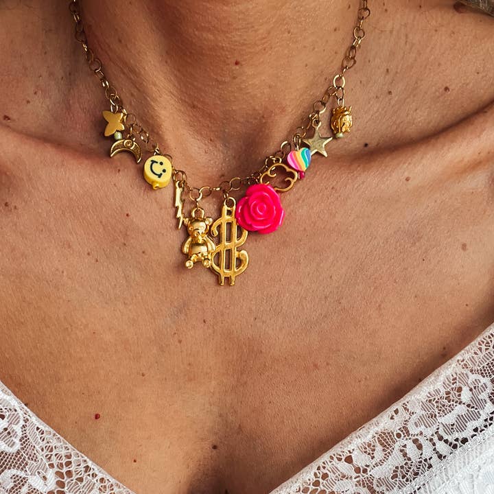 Goupi - Wholesale Pendant/Charm Necklace - Vintage charm rainbow necklace