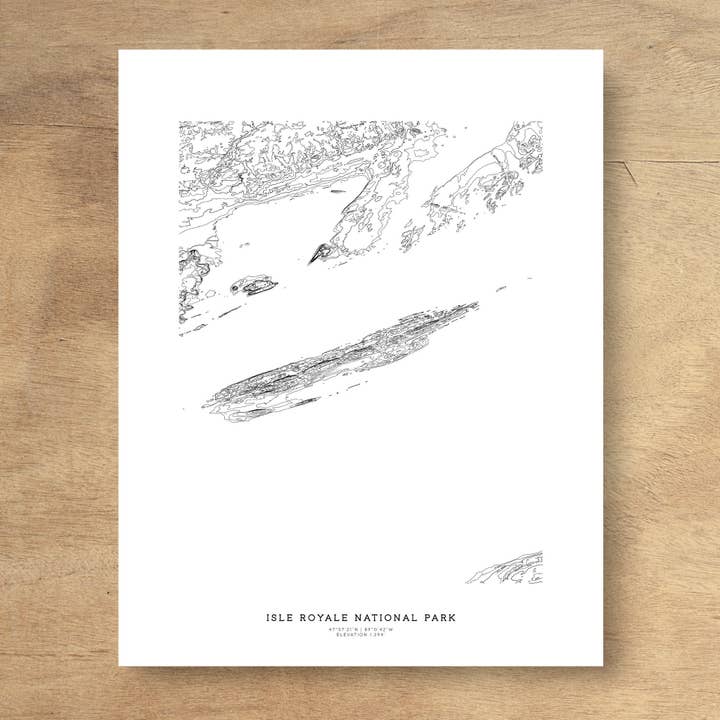 Isle Royale National Park Topografisk karta konst affisch tryck för wholesale av Topographia Design