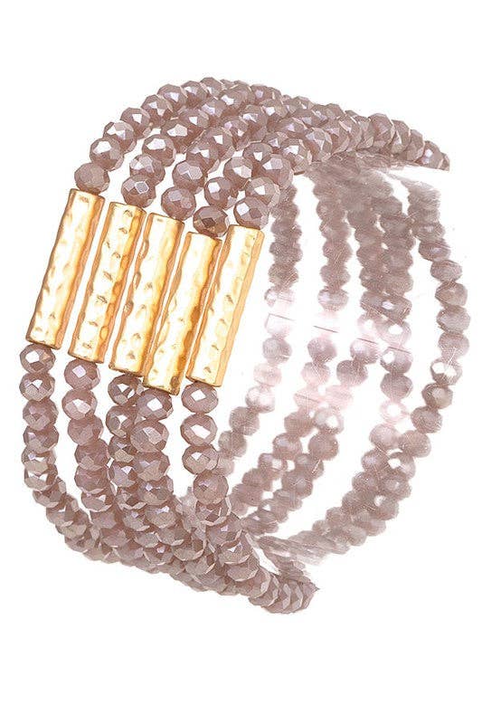 Andrea Bijoux - Wholesale Beaded Bracelet - GLASS SEED BEAD METAL ACCENT BRACELET0