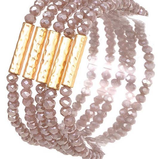 Andrea Bijoux - Wholesale Beaded Bracelet - GLASS SEED BEAD METAL ACCENT BRACELET