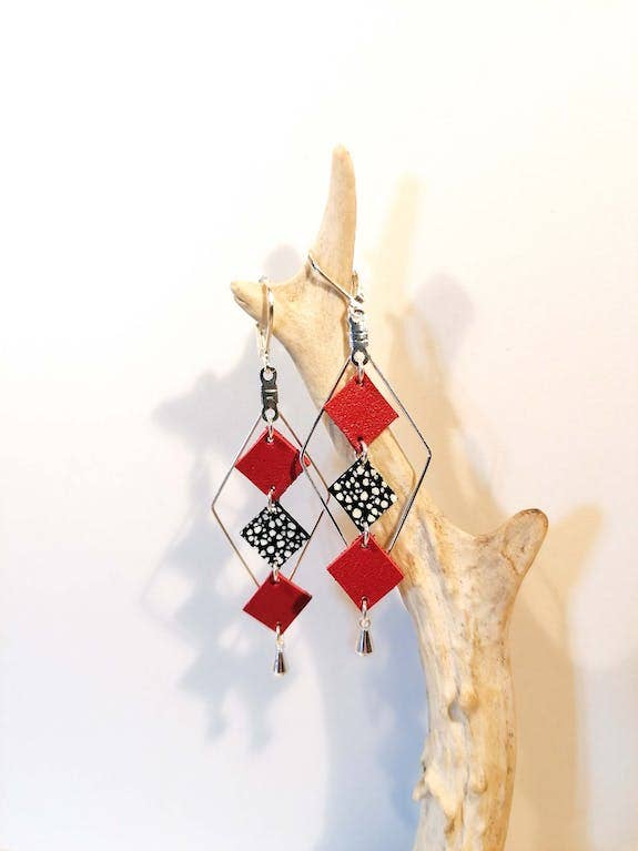 Buckles - MOZAIK - Silver - Leather - Red for wholesale by De fil en vadrouille