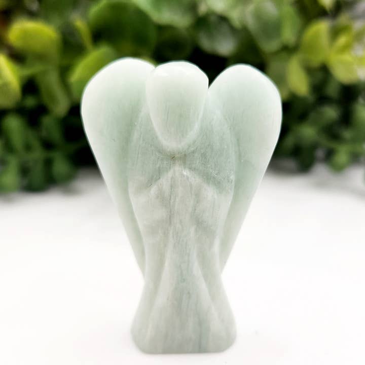 Figura de ángel tallada a mano en amazonita de 2" de altura para venta al por mayor de Meraki Gemstones