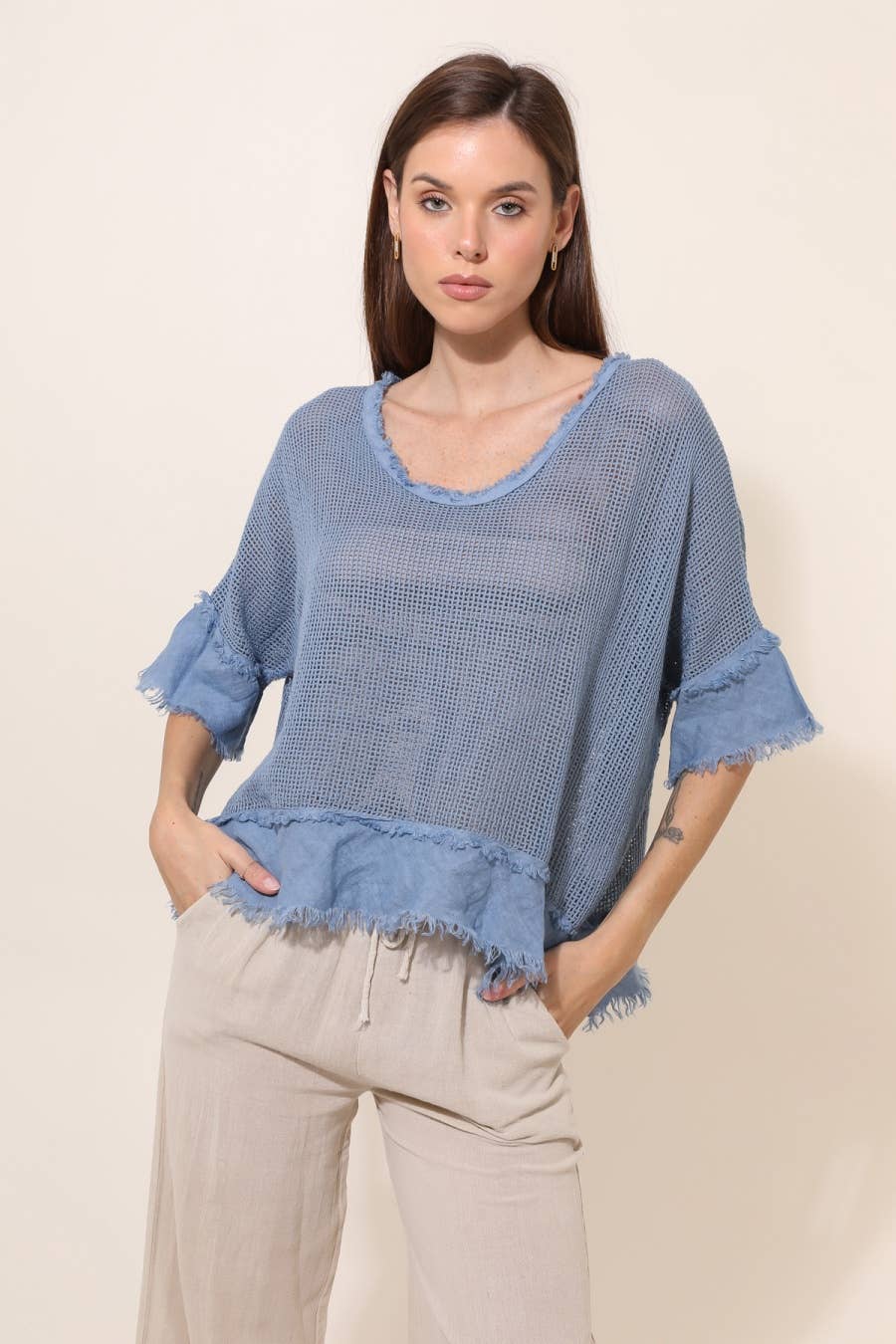 LINEN & COTTON HOUSE – Großhandel Bluse – Damen – TOP AUS BAUMWOLLSTRICK 23911 100 % BAUMWOLLE5