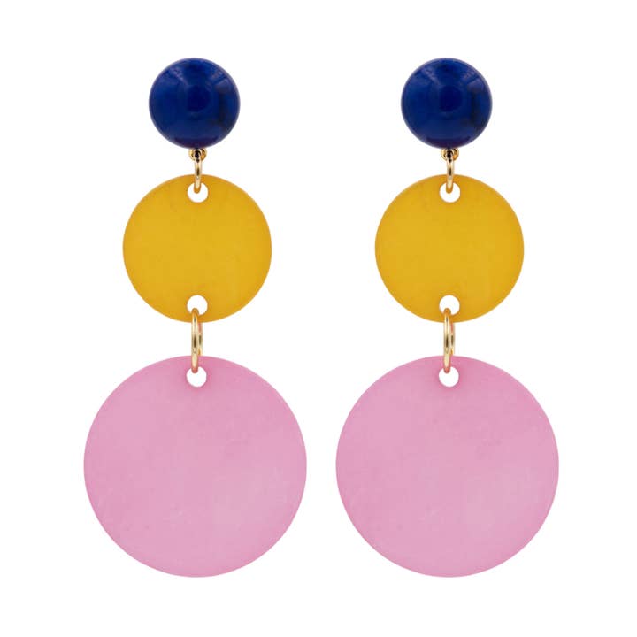 Cirkel Øreringe, pink & gul for engroshandel hos Katie Bartels Jewelry