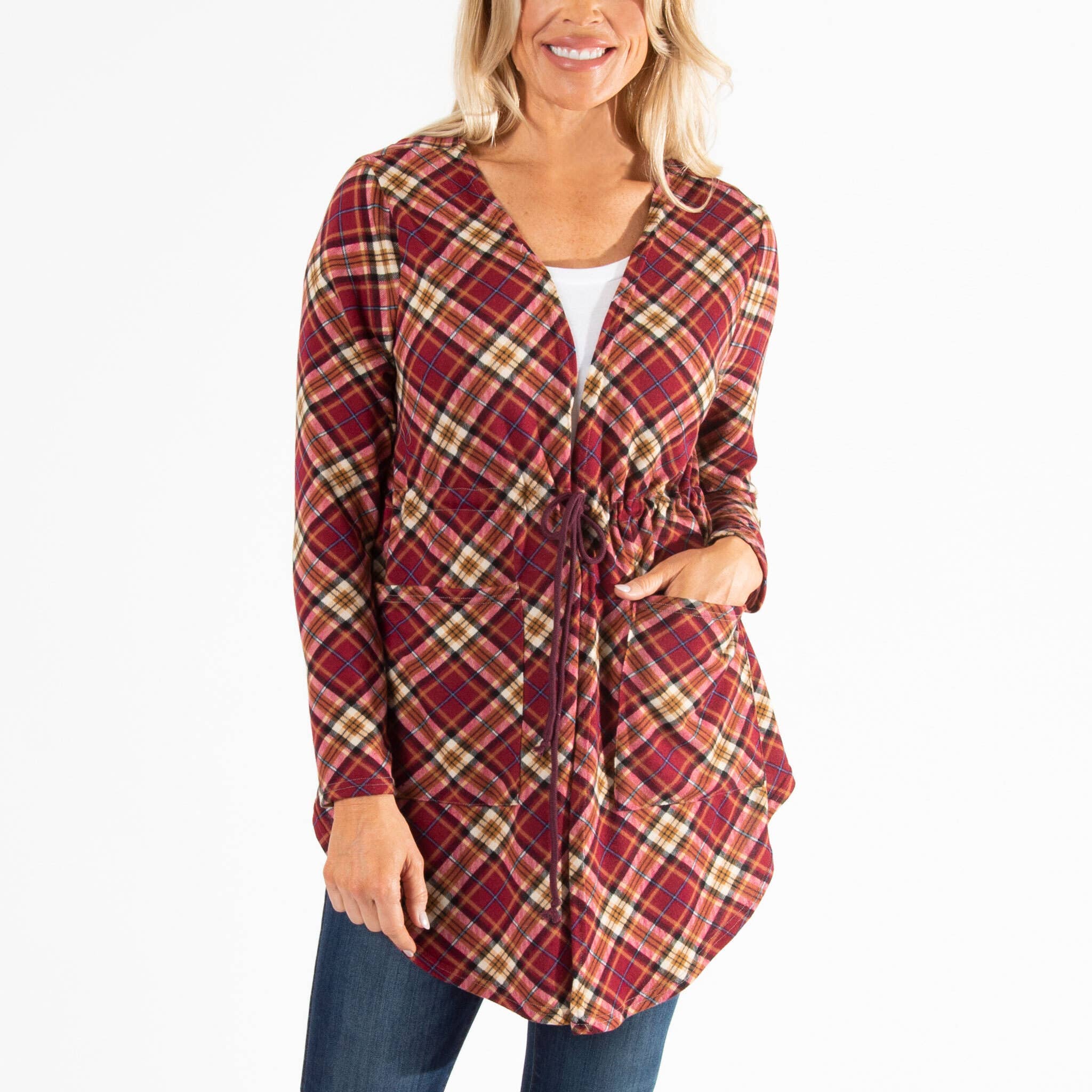 Elsie & Zoey - Vente Cardigan – femme - Soldes - Cardigan asymétrique en jersey Kate à nouer sur le devant10