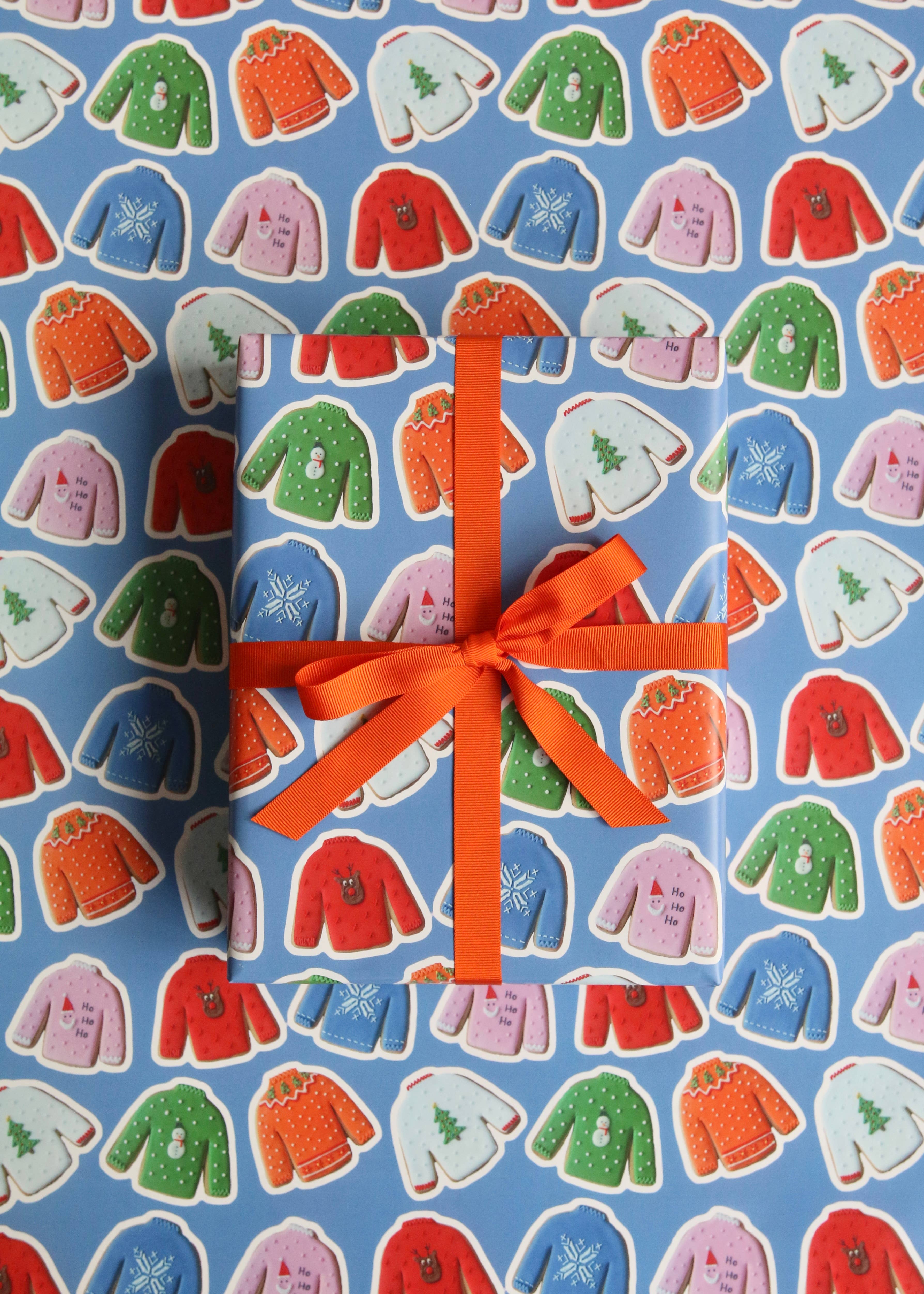 Afternoon Crumbs – wholesale Flat wrap – Christmas Jumper Biscuit Wrapping Paper0
