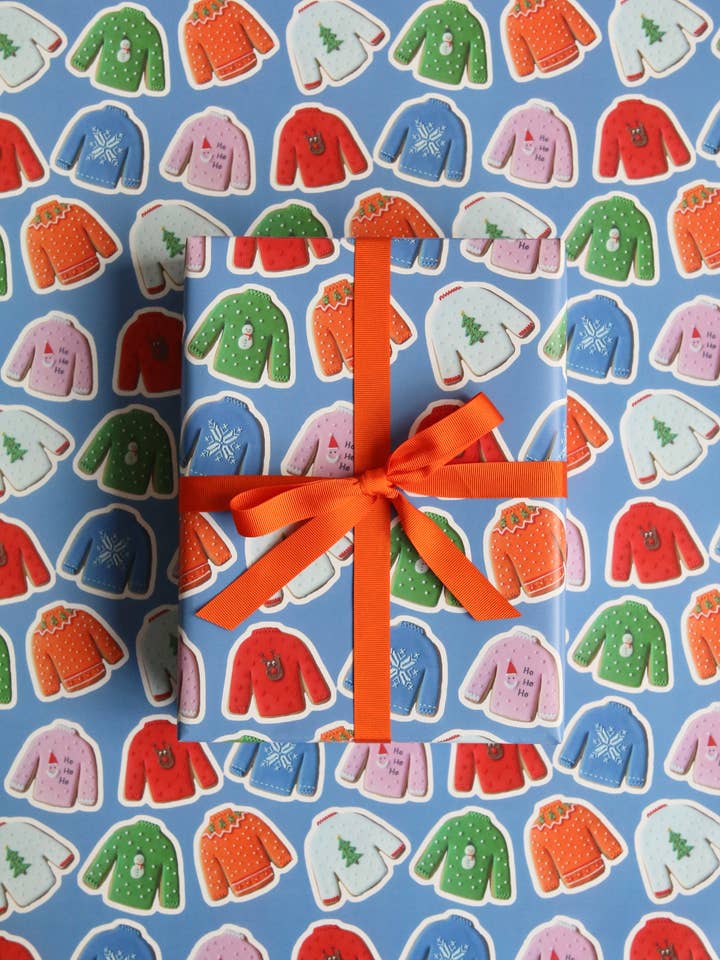 Christmas Jumper Biscuit Wrapping Paper for wholesale by Afternoon Crumbs
