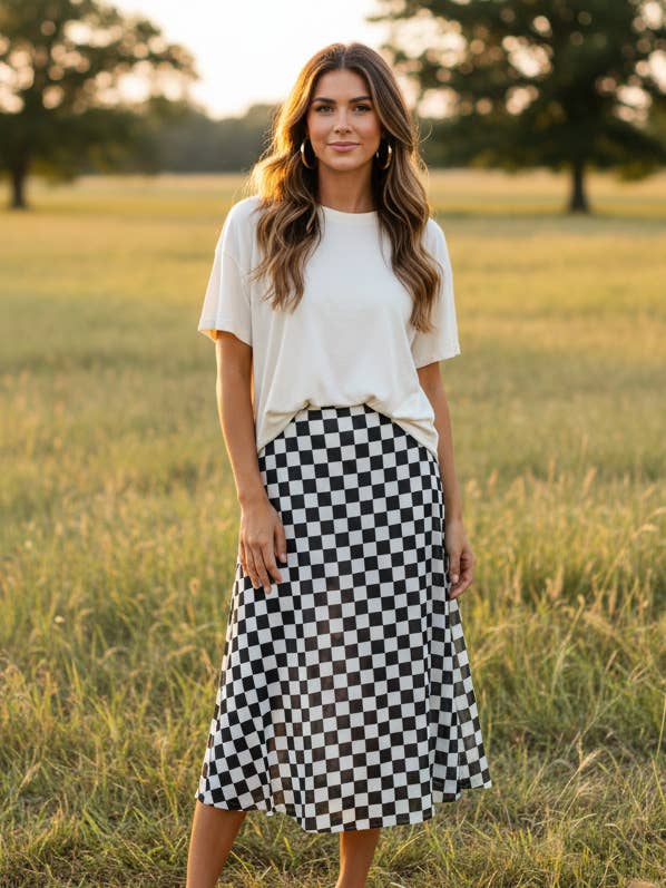 VR401 CHECKER MESH SKIRT (7 PIECE- WOMEN) for wholesale by VARSITY RODEO