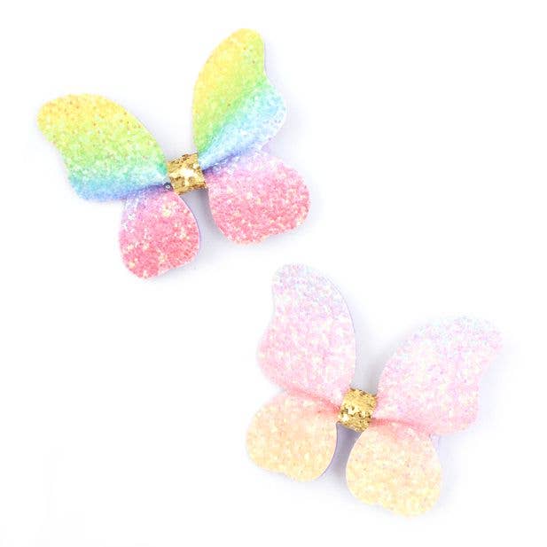 Pinces à cheveux en forme de papillon à paillettes arc-en-ciel, 5 cm pour la vente par Inca UK