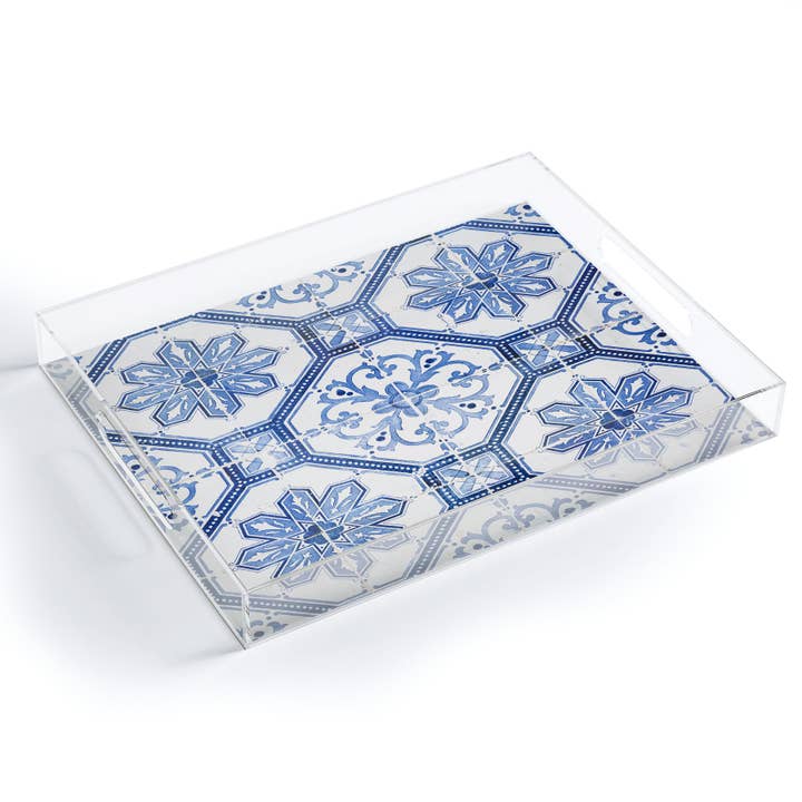 Deny Designs - Vente Plateaux décoratifs - Plateau en acrylique à motif de carreaux portugais bleu Henrike Schenk4