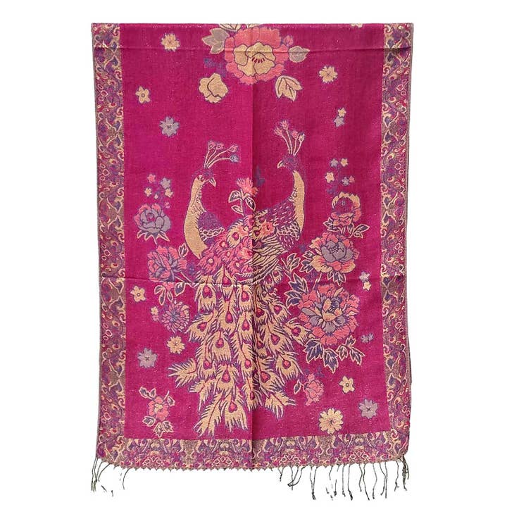 SERENITA - Wholesale Wrap - Women's - Metallic Pashmina Peacock Shawl Wraps Assorted 6 Color Pack3