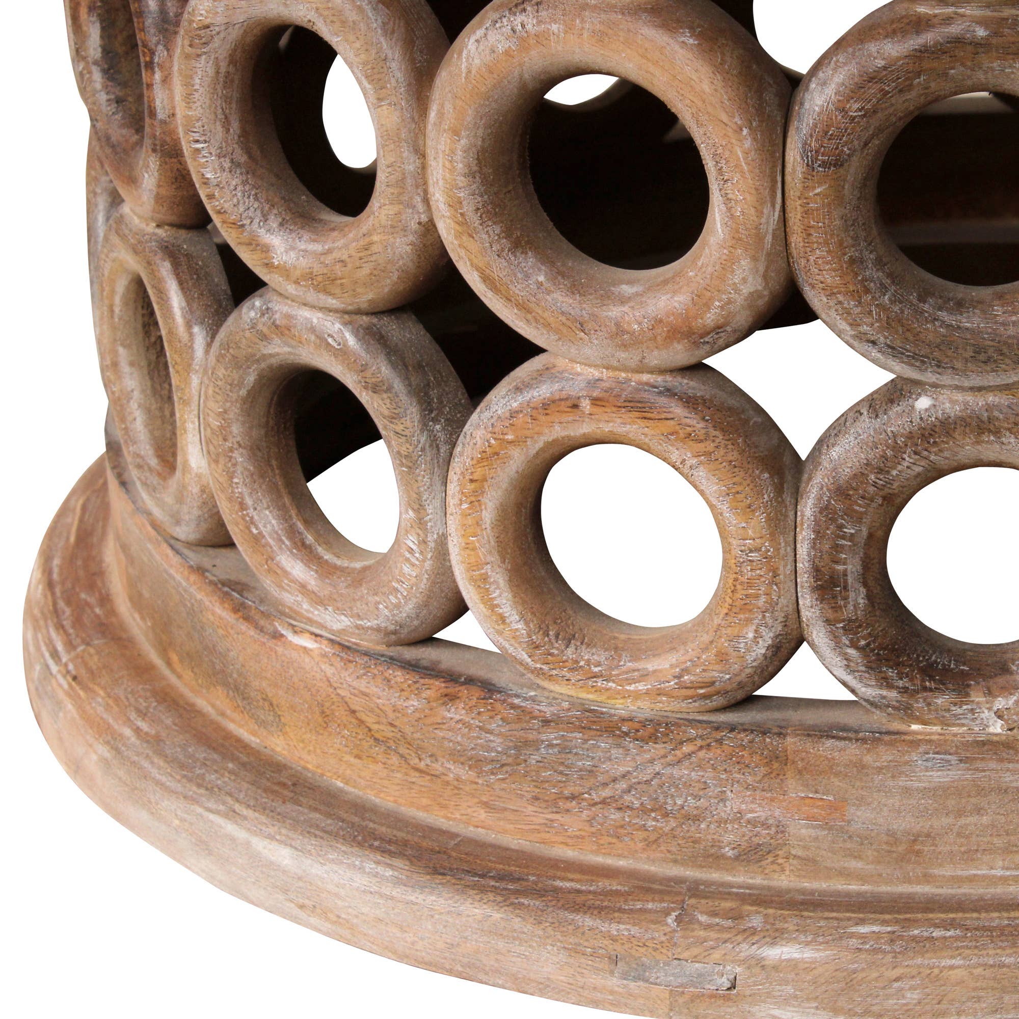 LR Home - Vente Tables d'appoint - Table d'appoint en bois de manguier fait main avec treillis – Rond2