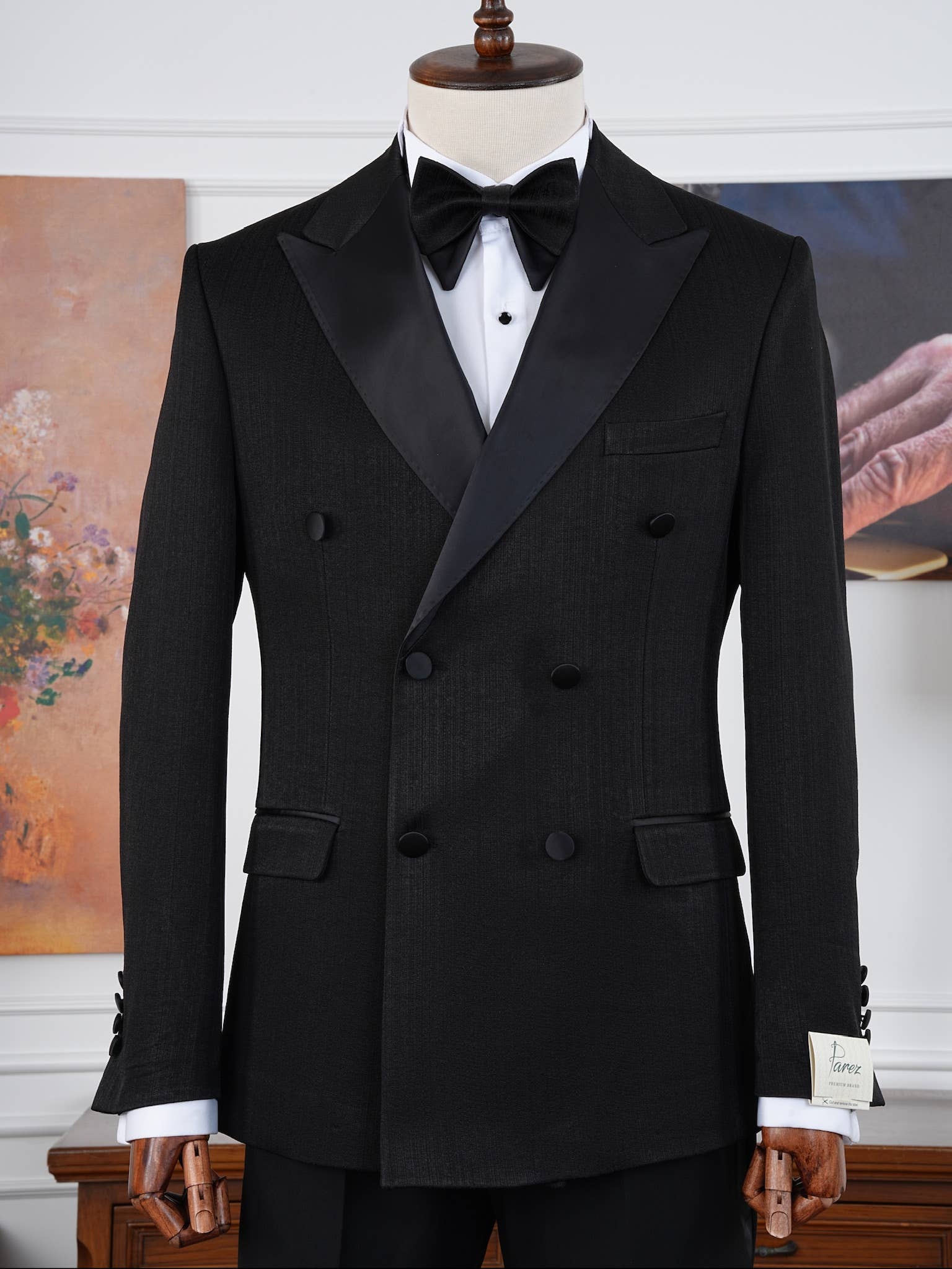 parez suits - Wholesale Tuxedo Set - Men's - The Eclipse Luxury Limited Edition black Velvet Tuxedo 4