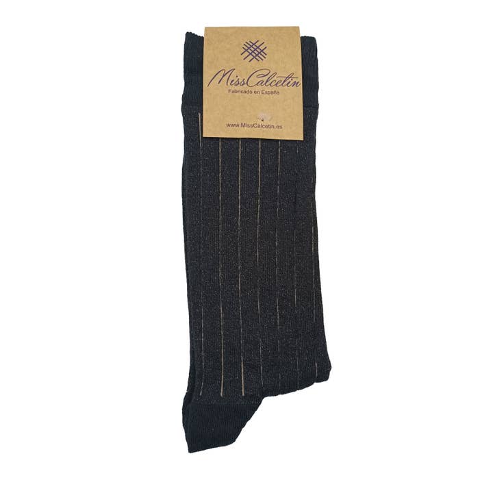 MissSocks Low Ribbed Ribbed Vertical Stripe Black Camel Socks for wholesale on Faire0