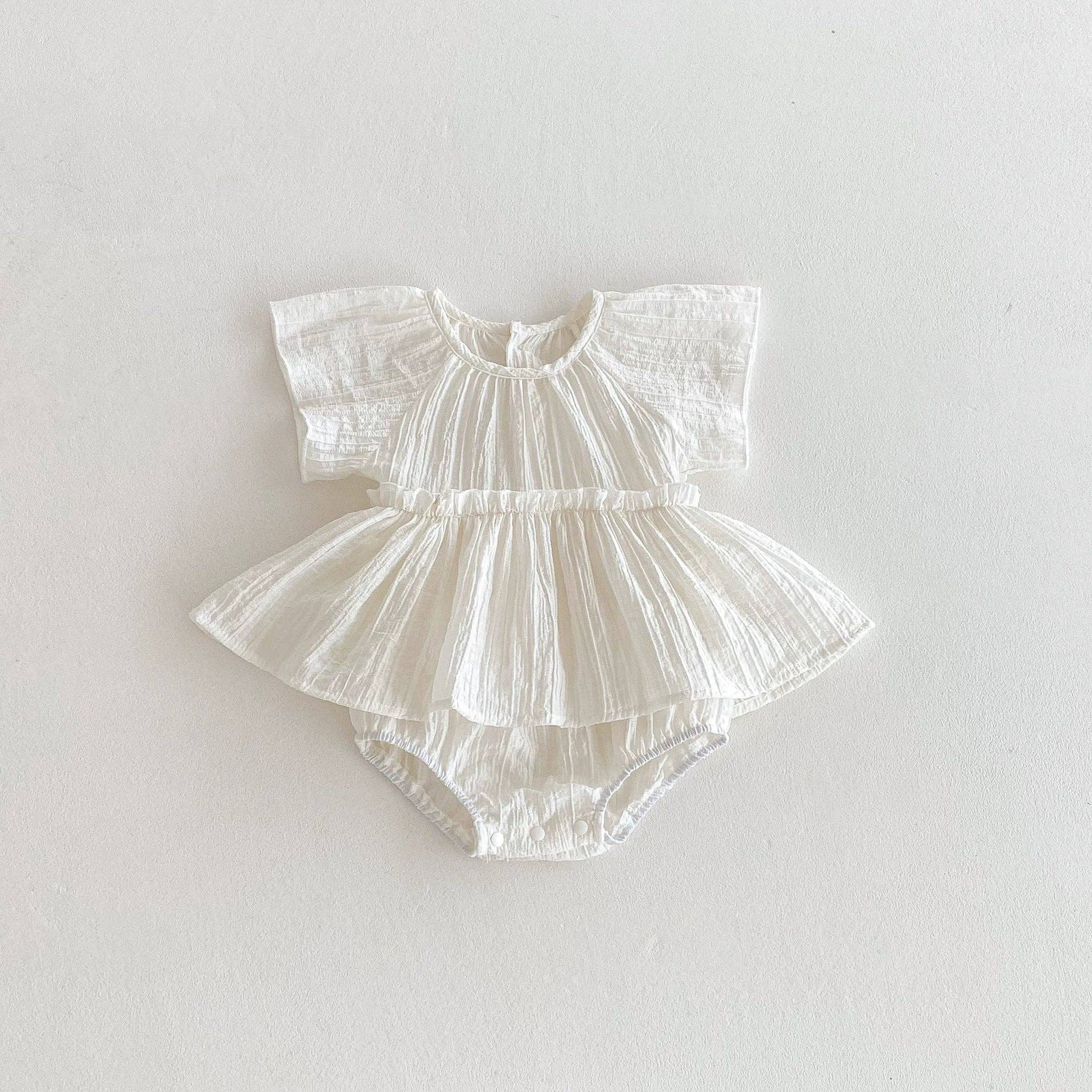 MyKids-USA® - Wholesale Bodysuit (Non-Footed) - Baby - Summer Arrival Baby Girls Cute Pleated Short Sleeves Solid Color bodysuit8