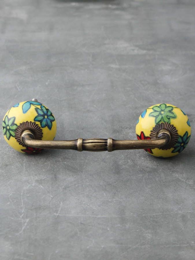 Poignée de commode en céramique design jaune-vert pour la vente par KNOBCO