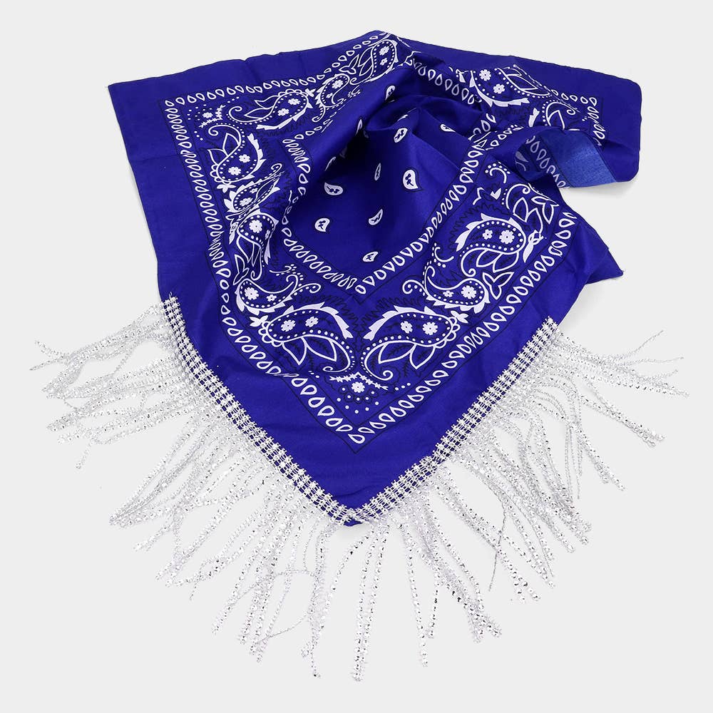 Sensibling Corp. – wholesale Scarf – Women's – Rhinestone Like Fringe Cowgirl Bandana Scarf1