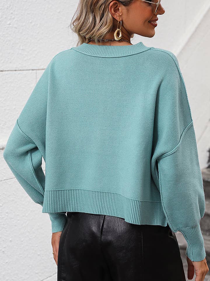 Lily Clothing - Vente Pull en maille – femme - PULL EN TRICOT À MANCHES AJUSTÉES À OURLET CÔTELÉ POUR FEMMES_CWOSWL02797