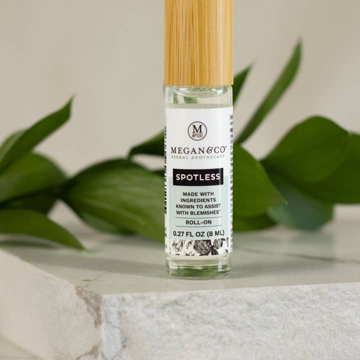 MEGAN & CO. Herbal Apothecary - Wholesale Acne/Hydrocolloid Patch - Spotless Perfume Roller (8mL) – Herbal-Botanical Roller for Blemish Support