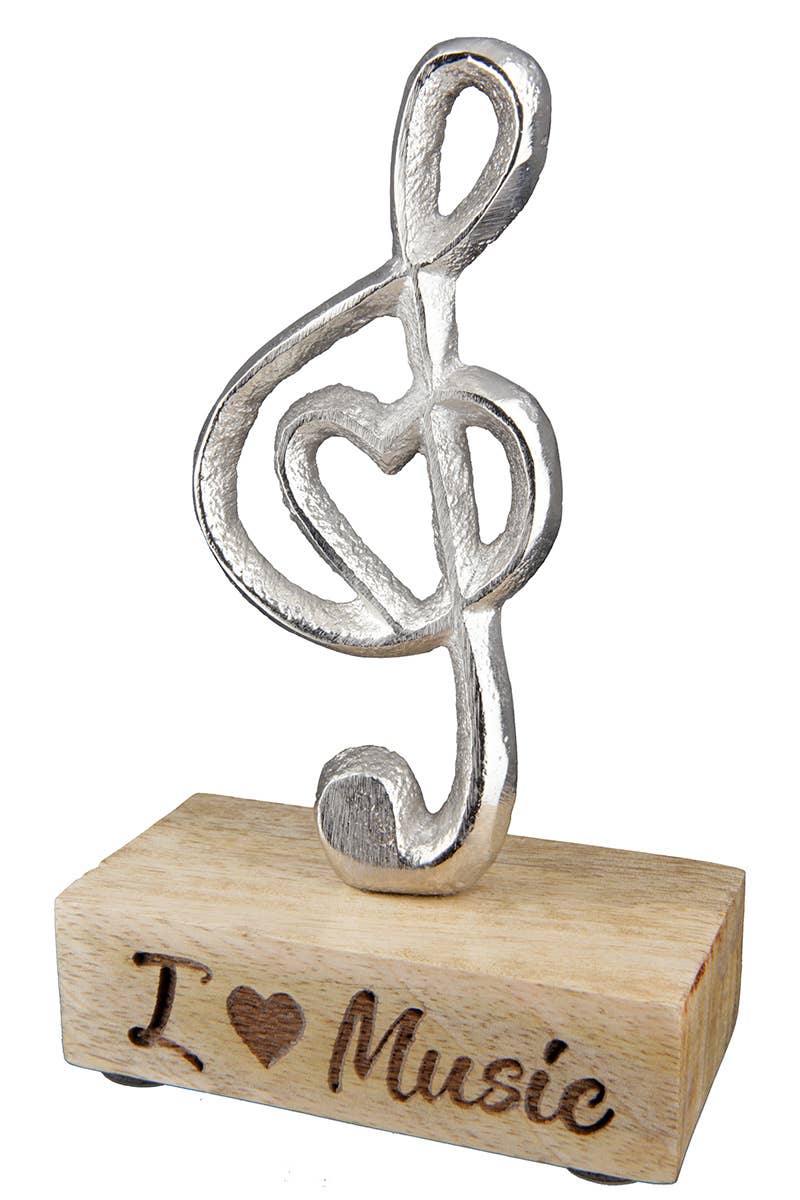 Gilde Handwerk Macrander GmbH & Co. KG - Wholesale Decorative Tabletop Object - Aluminium clef “I Love Music” VE 61