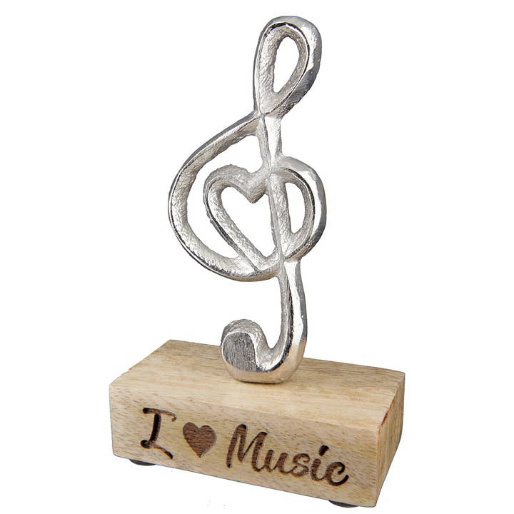 Gilde Handwerk Macrander GmbH & Co. KG - Wholesale Decorative Tabletop Object - Aluminium clef “I Love Music” VE 61