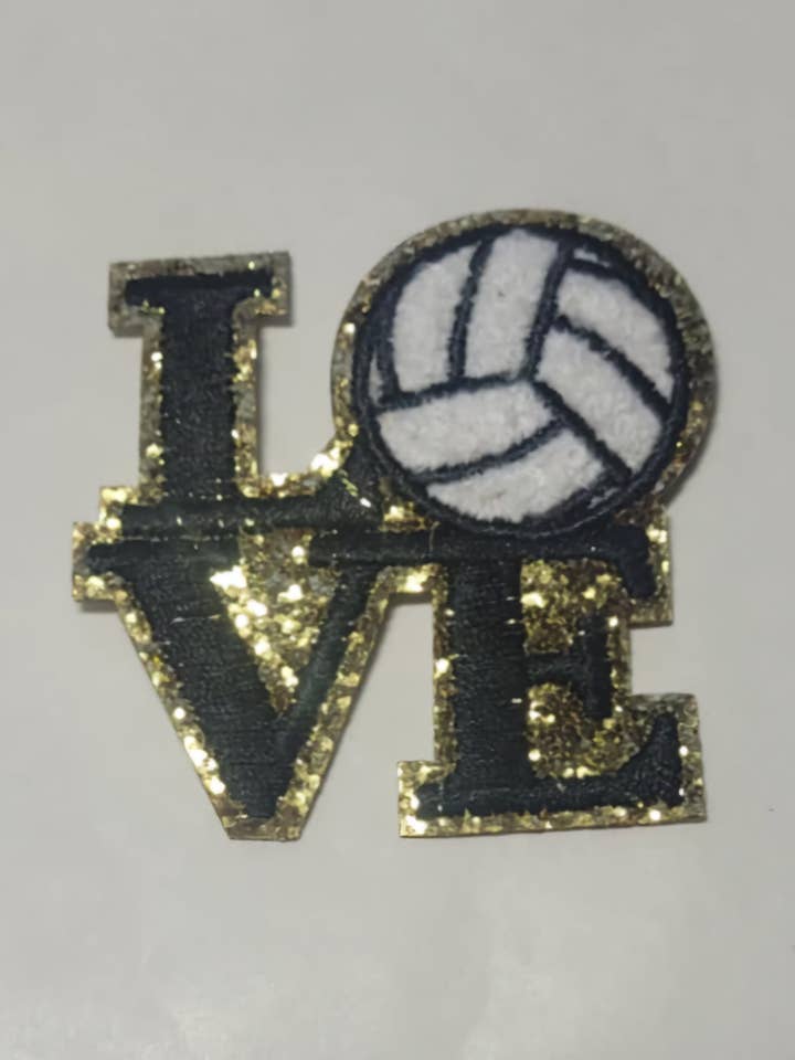 I Love Volleyball Chenille for wholesale by Happy Barb LLC