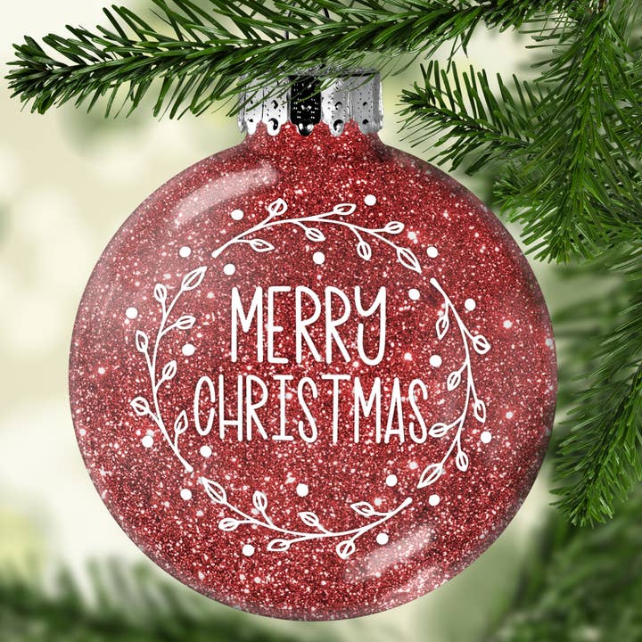 Adorno navideño Merry Christmas Glitter para venta al por mayor de Sparkling Magnolia LLC