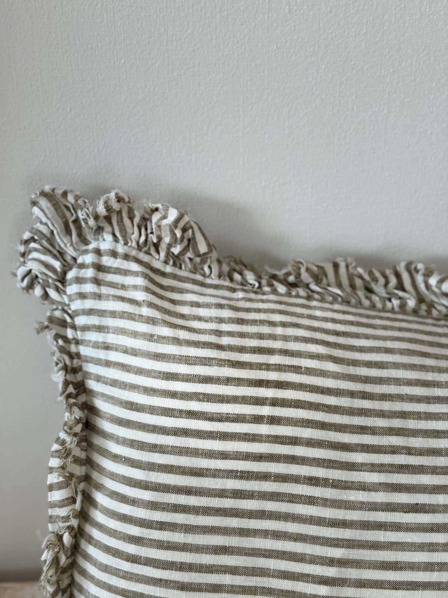 Ellenvale Trade - Wholesale Throw Pillow Cover - Hallie Bolster Linen Cushion Cover – Olive Stripe 80x303