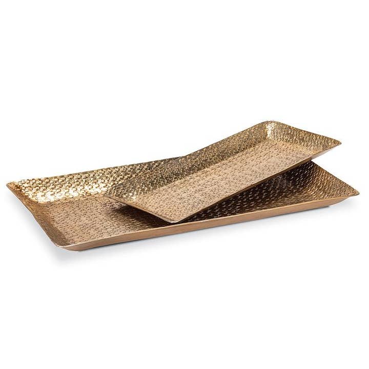Abbott - Wholesale Decorative Tray - Small Rectangle Hammered Tray-Antique Gold-5x11"L