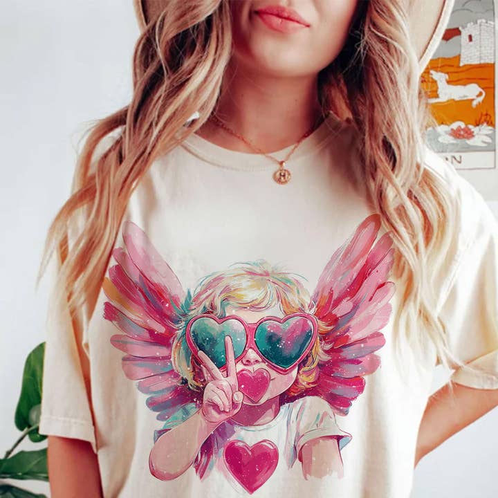 NVC Ecommerce LLC - Wholesale T-shirt met print - Dames - Retro Cupido Valentijn T-shirt, Valentijn Seizoen Sweatshirt