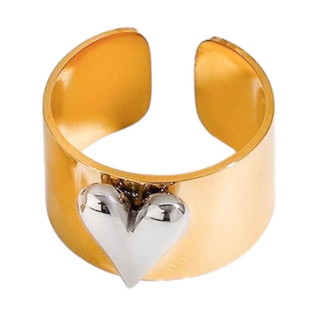 Tofarvet hjertering med guldbånd for engroshandel hos White Leaf