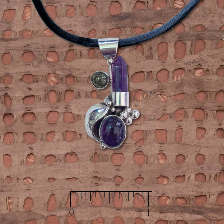 L-1298 Amatista, punta de amatista y colgante de peridoto para venta al por mayor de Tidepool