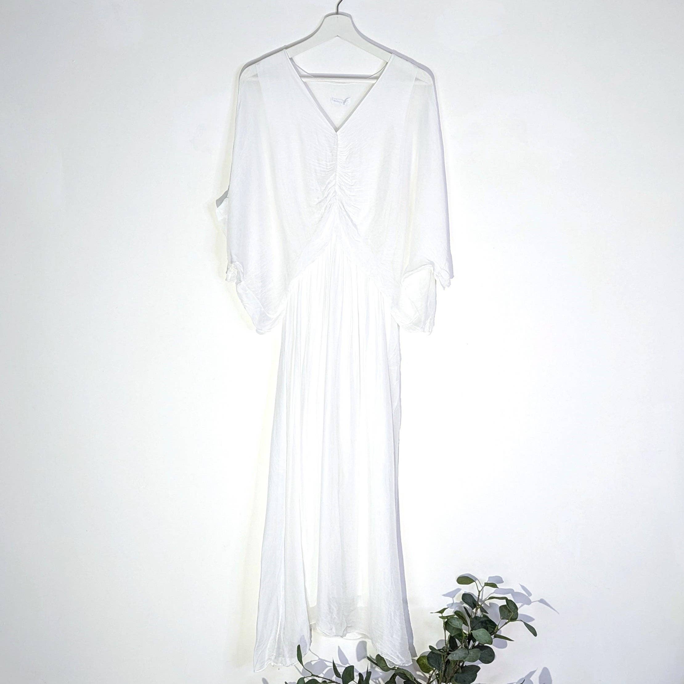 Tempest Designs – wholesale Dress – Women's – Plain silk blend dress with ruched detail on upper body0