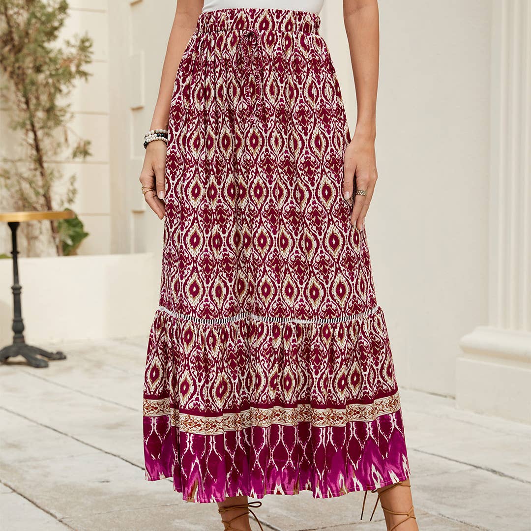 UNISHE – Großhandel Rock – Damen – Sommerliche Boho-Midirock mit Blumenmuster für den Strand ZK26743