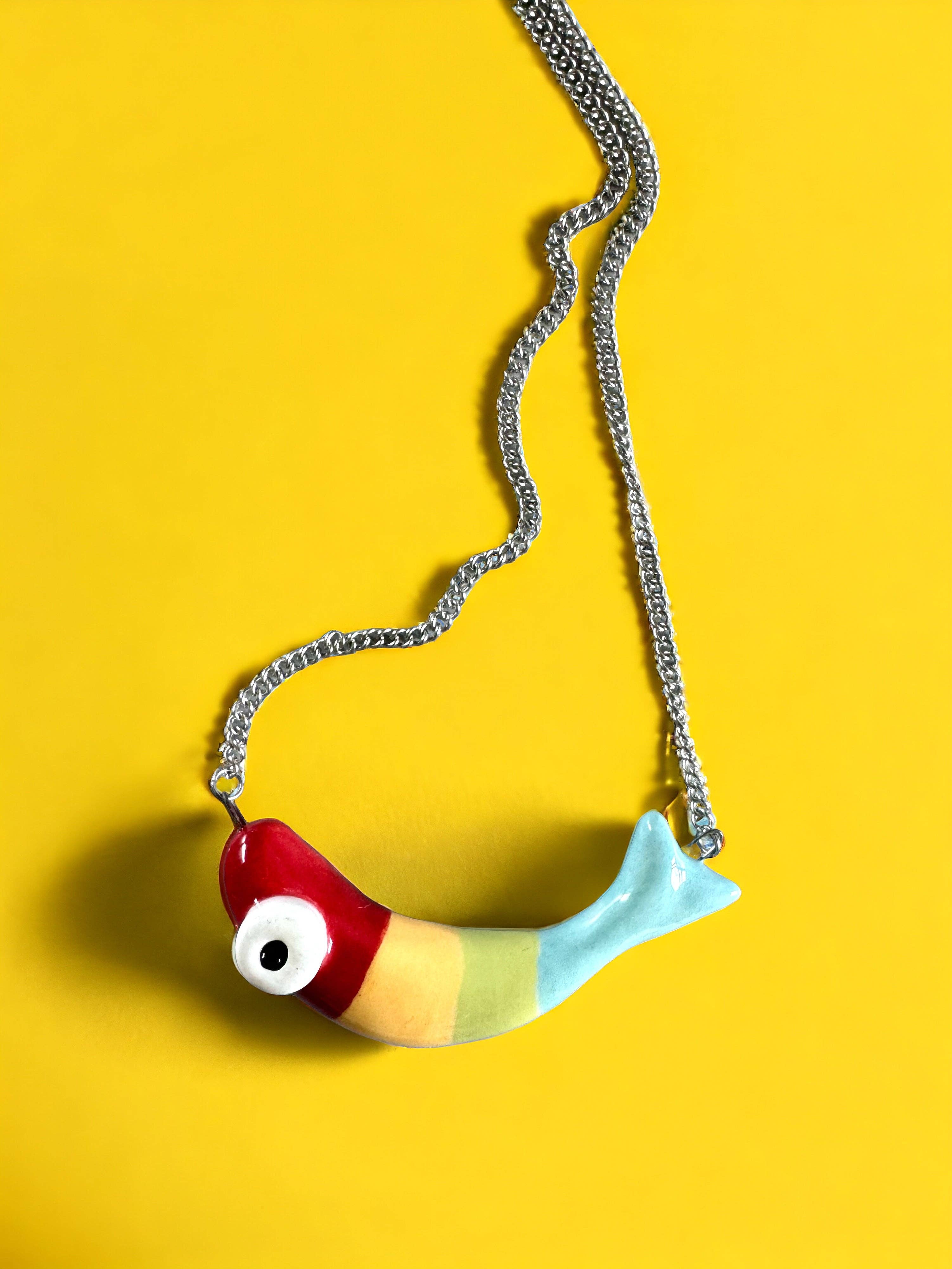 Thetis Art Studio – Colar pingente/pendente por atacado – Pingente de peixe em cerâmica com corrente1