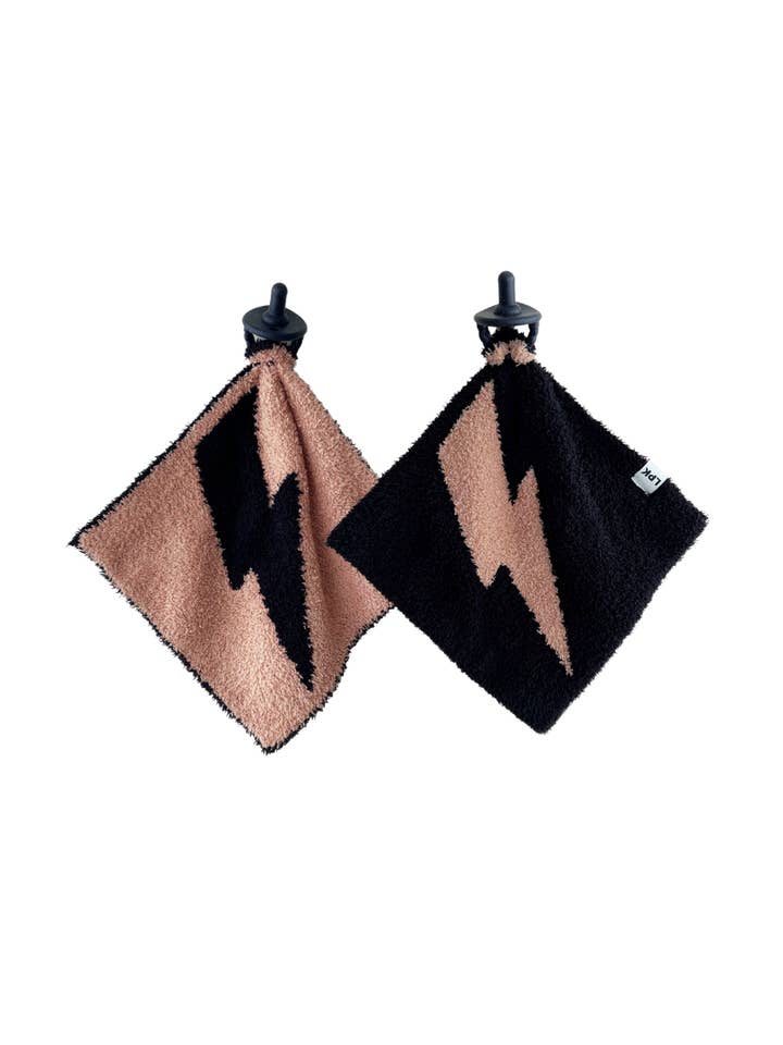 Lucky Panda Kids - Wholesale Security/Cuddle Blanket - Baby - Lightning Bolt Plush Lovey | Mocha4