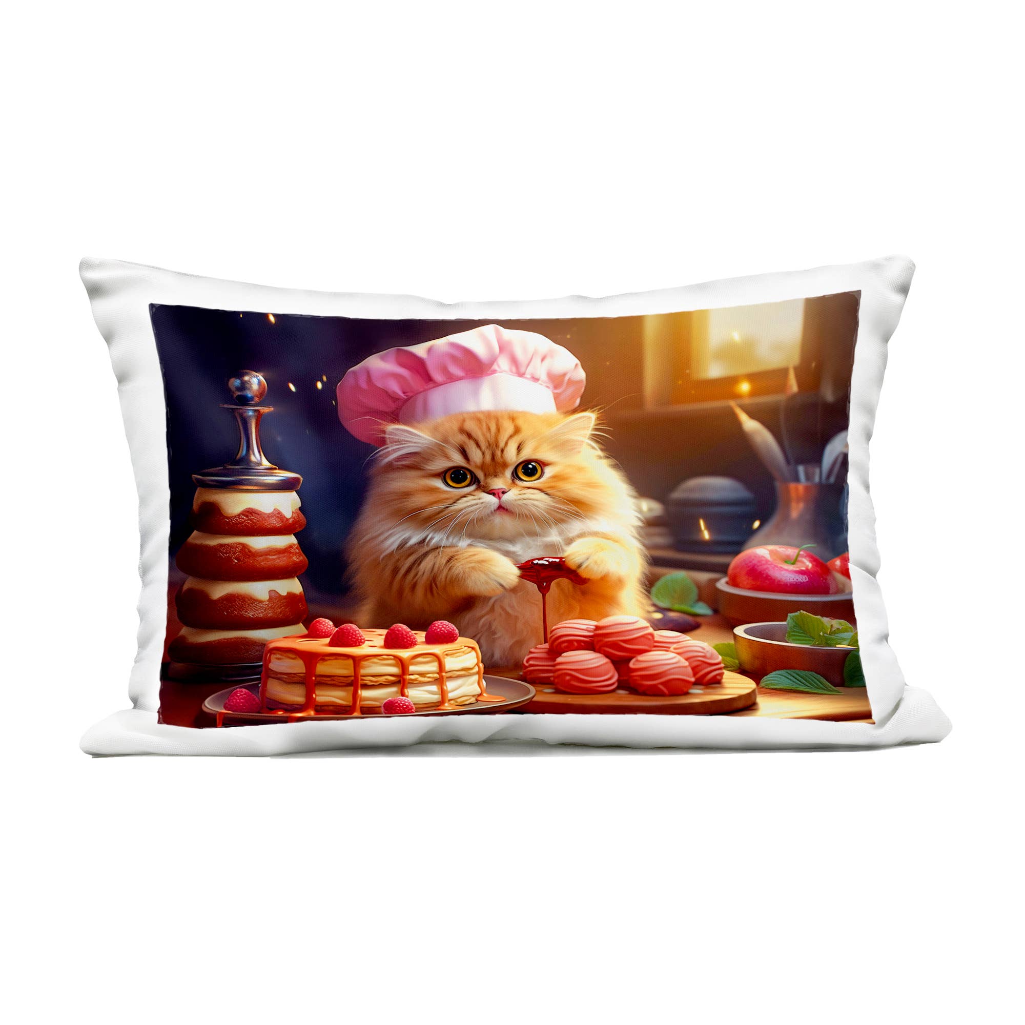 Stupell Industries - Wholesale Throw/Decorative Pillow - Fluffy Baker Cat - Decorative Throw Pillow, 14x206