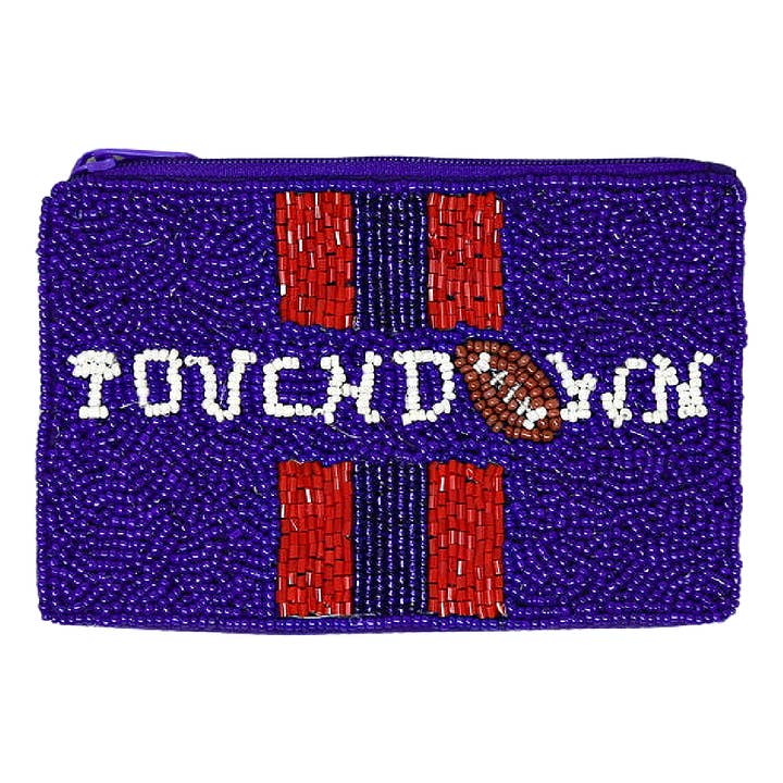 Sac de rangement perlé pour jour de match de football Bleu Rouge Porte-monnaie pour la vente par Boho Grow Studio