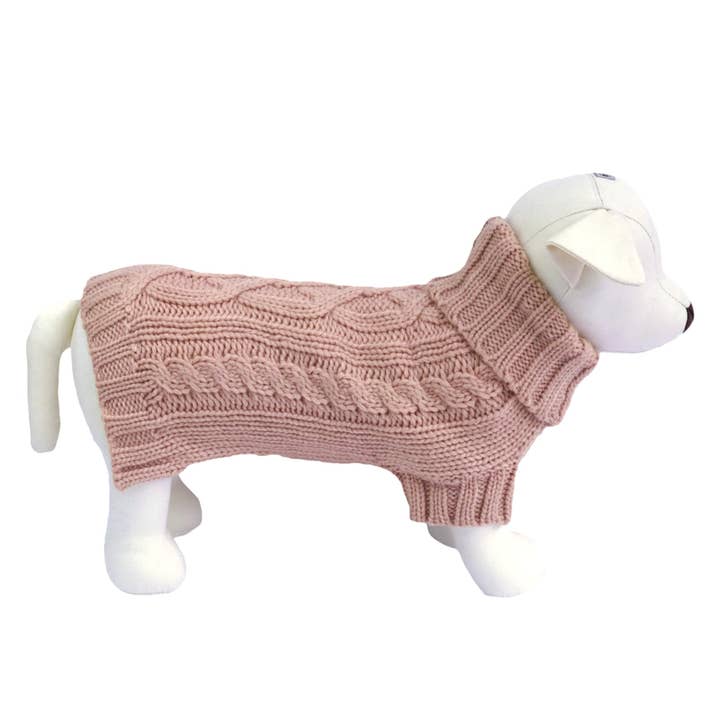 Coco Cable Dog Sweater - Rose for wholesale by Coco and Pud