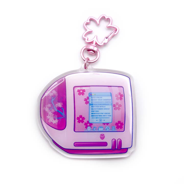 Sakura iBerry Computer Acrylic Keychain for wholesale by Glitchberry