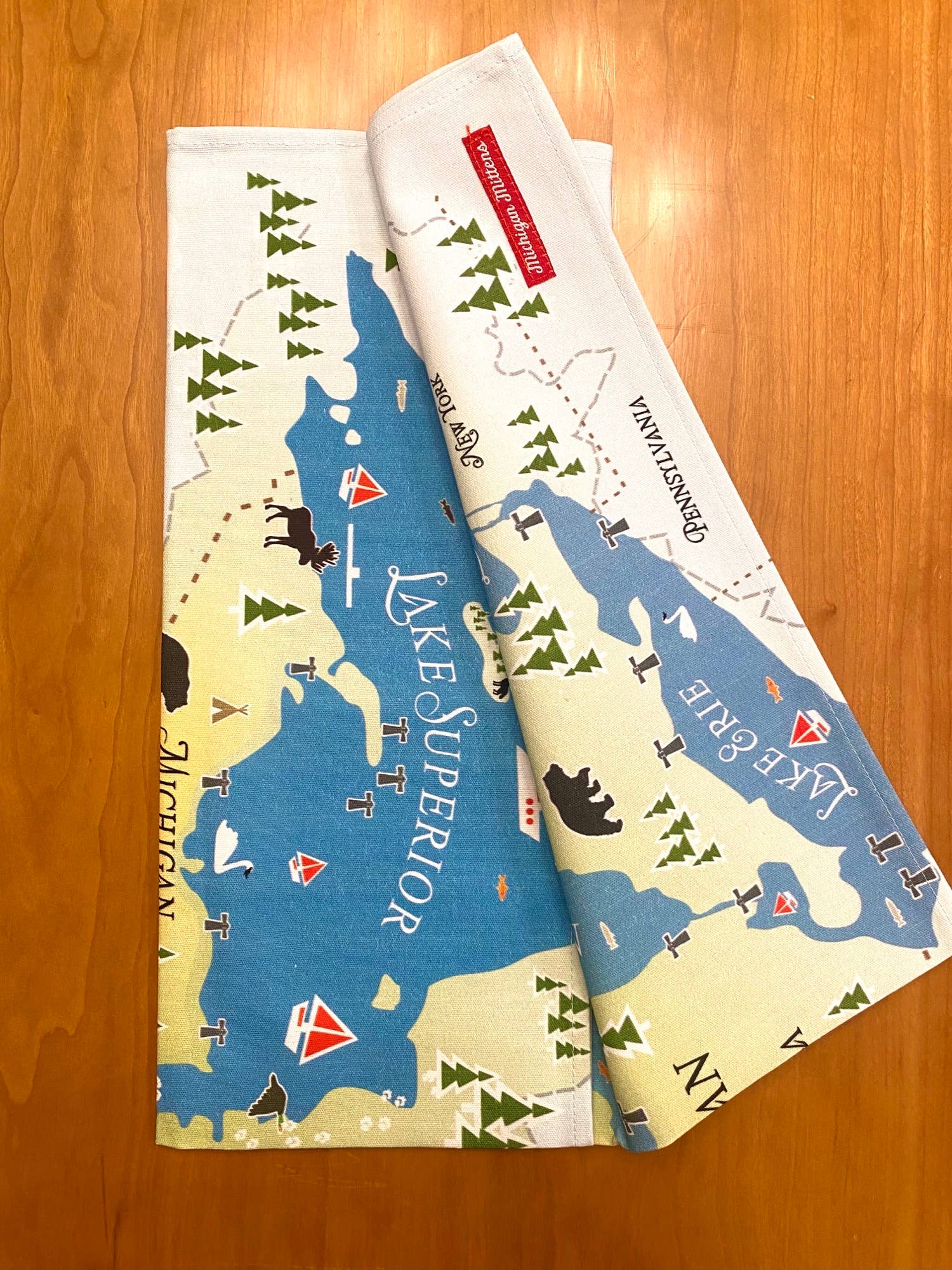 Michigan Mittens - Wholesale Tea Towel - Michigan Pennant Tea Towel2