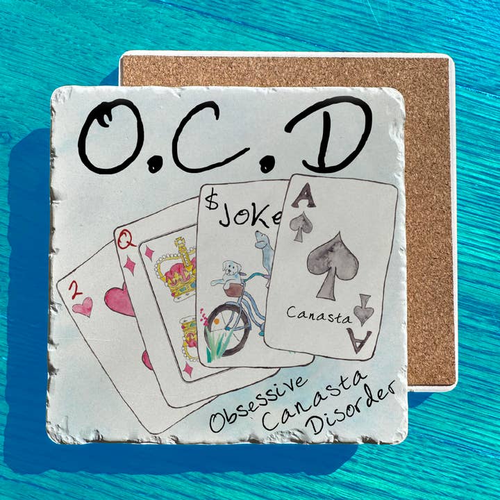 Obsessive Canasta Disorder Card Game Tumbled Stone Trivet for wholesale by Avery's Home