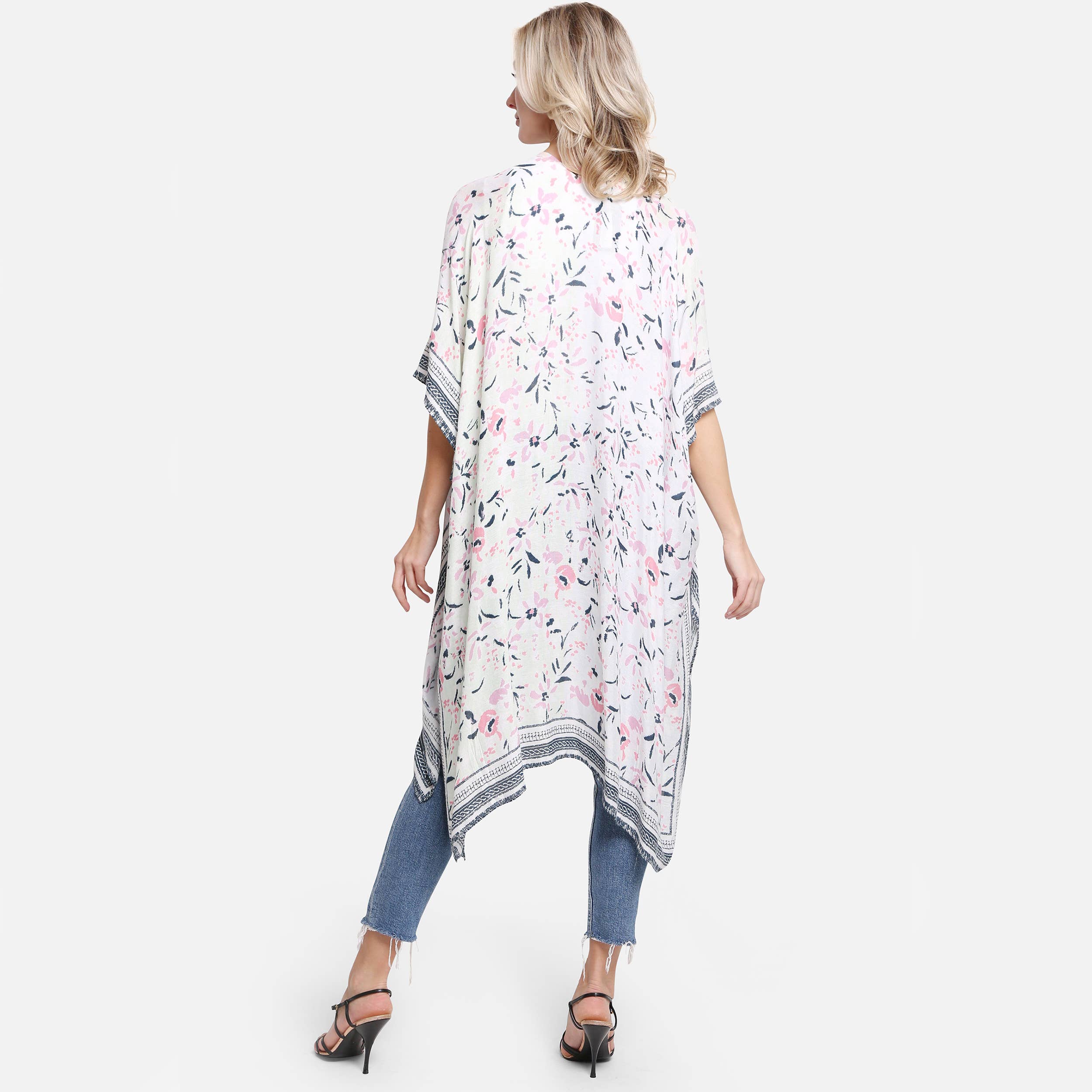 Hana - Vente Kimono – femme - Kimono d'été à imprimé floral multicolore19