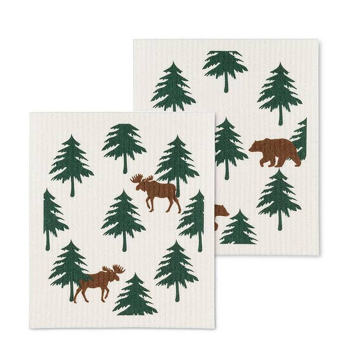 S/2 Moose & Bear Dishcloths-6.5x8"L for wholesale by Abbott