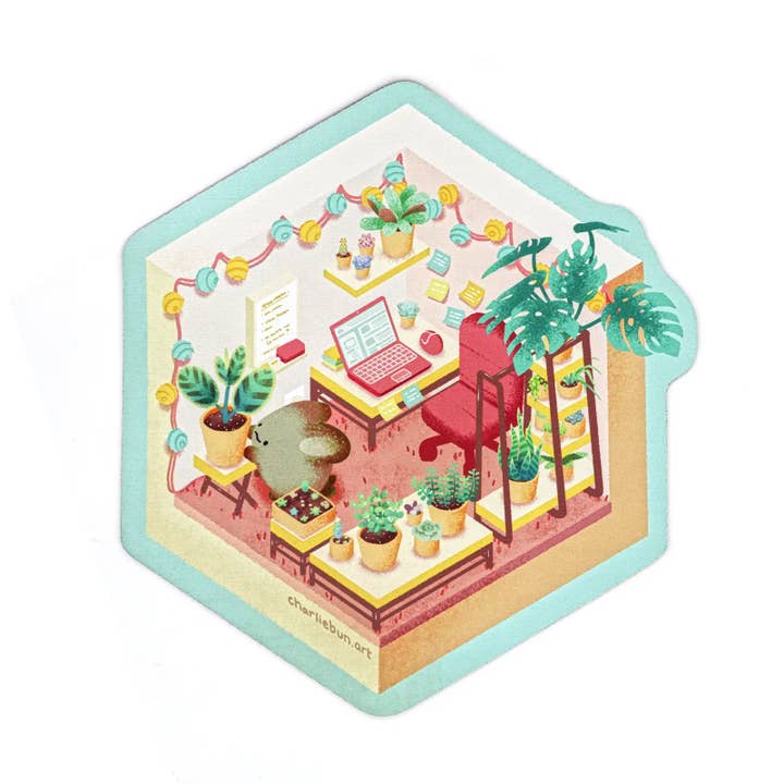 Tapis de souris de bureau végétal pour la vente par Charliebun Art